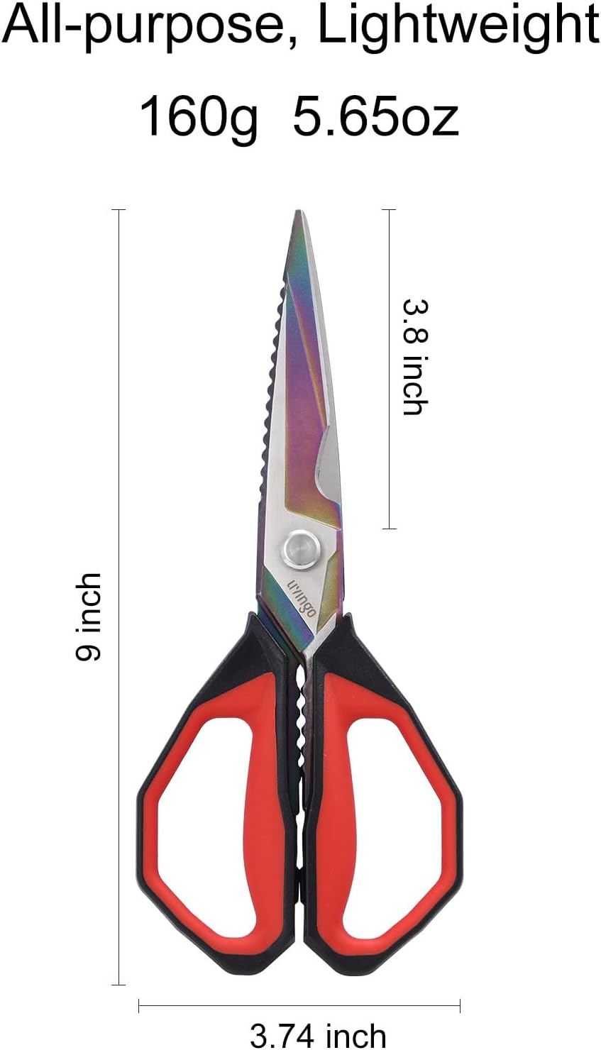 LIVINGO Heavy Duty Kitchen Shears - Titanium Coated Hot Forged Sharp Multipurpose Stainless Steel Utility Shears for Household Culinary Food Cutting Chicken Meat Cooking, Dishwasher Safe, 9.5 Inch