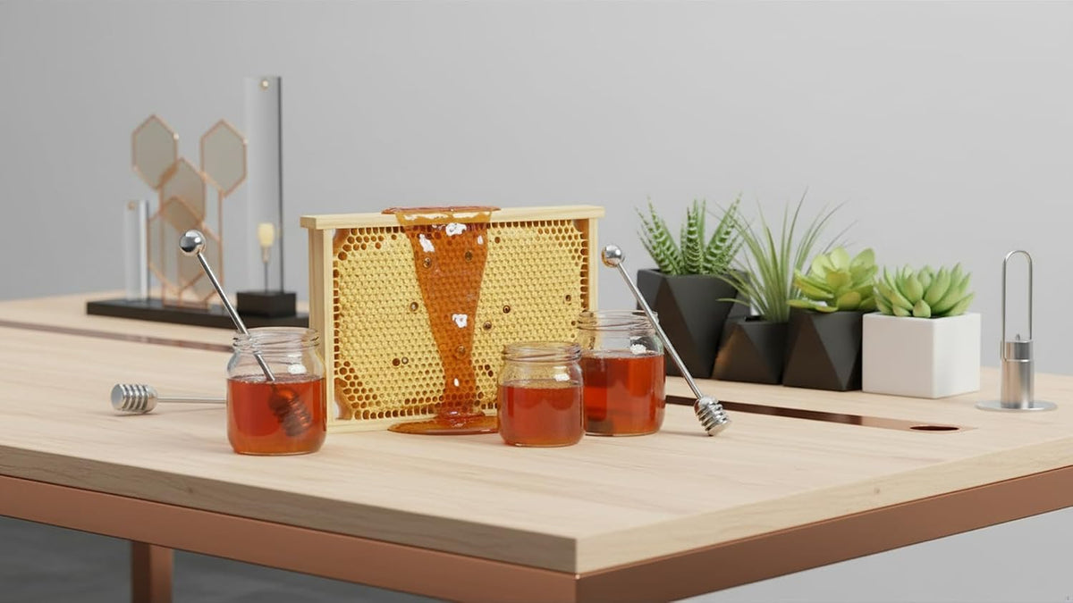NiceGo Honey Dipper. Premium 304 Stainless Steel Honey Dipper Set, 6.3 Inch Kitchen Stirrer, 2 Pack Deep-Groove Honeycomb Sticks for Syrup, Molasses, and Sauces, Dishwasher Safe. 2 PCS in One Box.