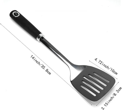 Stainless Steel Slotted Turner Spatula, Metal Spatula for Cast Iron & Stainless Steel Pans, Thin Edge Kitchen Turner for Eggs, Pancakes, Burgers, Dishwasher Safe
