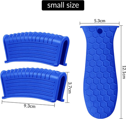 3 Piece Silicone Cast Iron Handle Cover with Pot Handle Covers Set，Cast Iron Handles Sleeve (Black-Small)