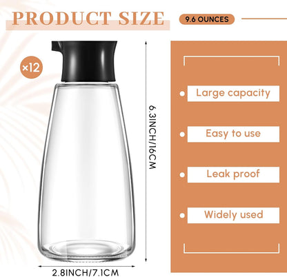 Glass Soy Sauce Dispenser Bottles, 9.6 oz Oil Cruet, Black