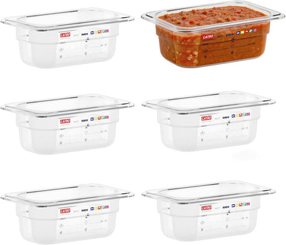 6-Pack Clear Polycarbonate Handled Lids for 1/6 Size NSF Food Pans