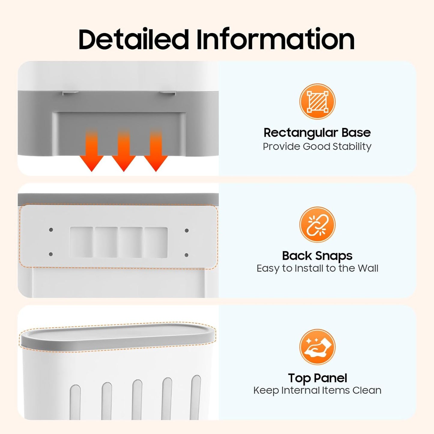 Dry Food Dispenser Wall mounted 5 Grid Cereal Dispenser Storage Rice Dispenser with Measuring Cup Individual Containers and Removable Walls for Rice, Beans, Beads Kitchen
