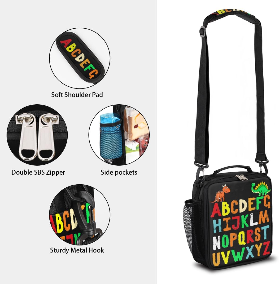 cfpolar Skull Skateboard Lunch Box for Boys Girls, Insulated Lunch Bags for Kids Reusable Mini Cooler Lunch Tote Lunchbox Thermal Meal Tote Kit with Shoulder Strap for Work School Picnic