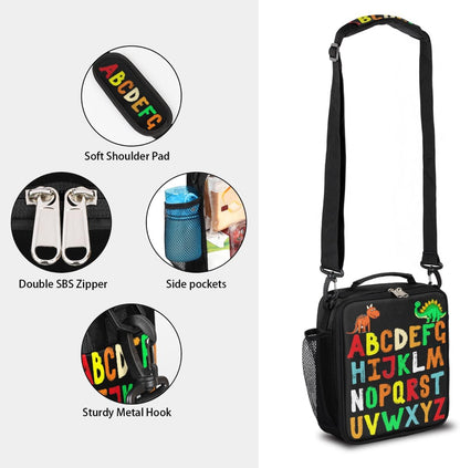 cfpolar Skull Skateboard Lunch Box for Boys Girls, Insulated Lunch Bags for Kids Reusable Mini Cooler Lunch Tote Lunchbox Thermal Meal Tote Kit with Shoulder Strap for Work School Picnic
