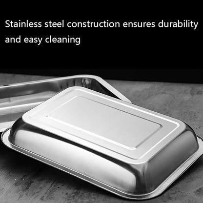 3 Pack Stainless Steel Breading Trays Set,Breading Pans for Marinating, and Prepping Meat Chicken and Fish 10.4" x 7.7" x 1.9"