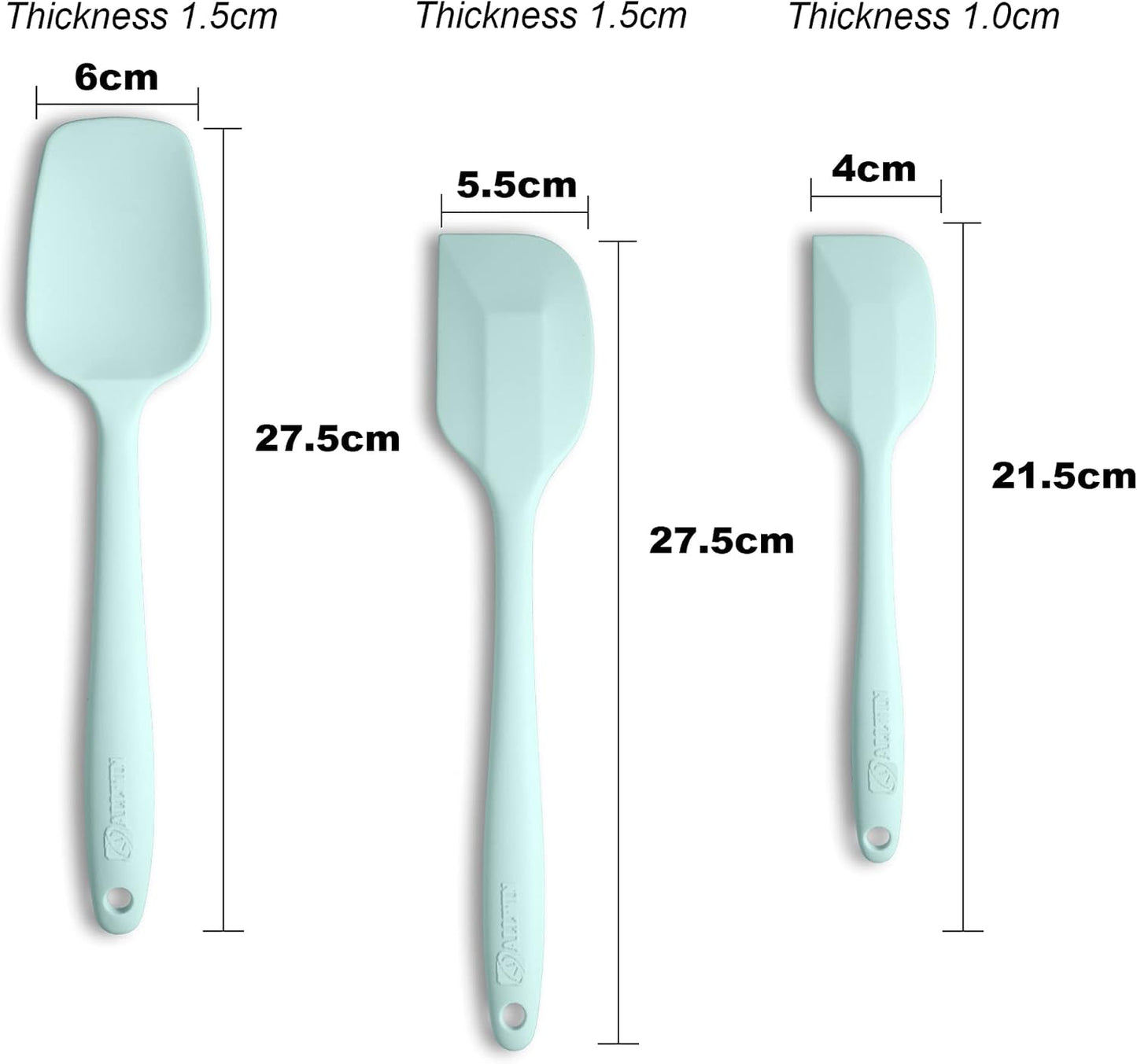 Silicone Spatula 3-piece Set, Ergonomic Handle High Heat-Resistant Spatulas, Non-stick Rubber Spatulas with Stainless Steel Core, Black