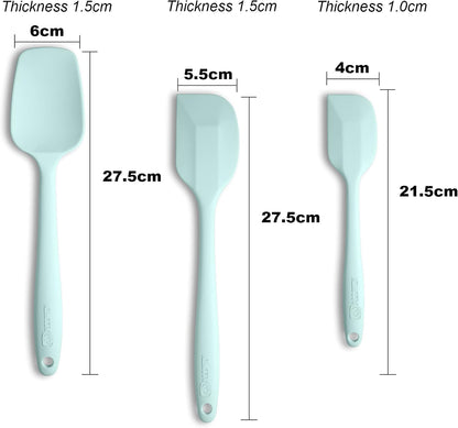 Silicone Spatula 3-piece Set, Ergonomic Handle High Heat-Resistant Spatulas, Non-stick Rubber Spatulas with Stainless Steel Core, Black