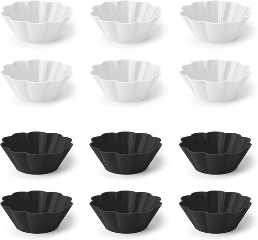 Fox Run Scalloped Black and White Silicone Cupcake and Muffin Liners, Set of 12, Standard Size Wrappers