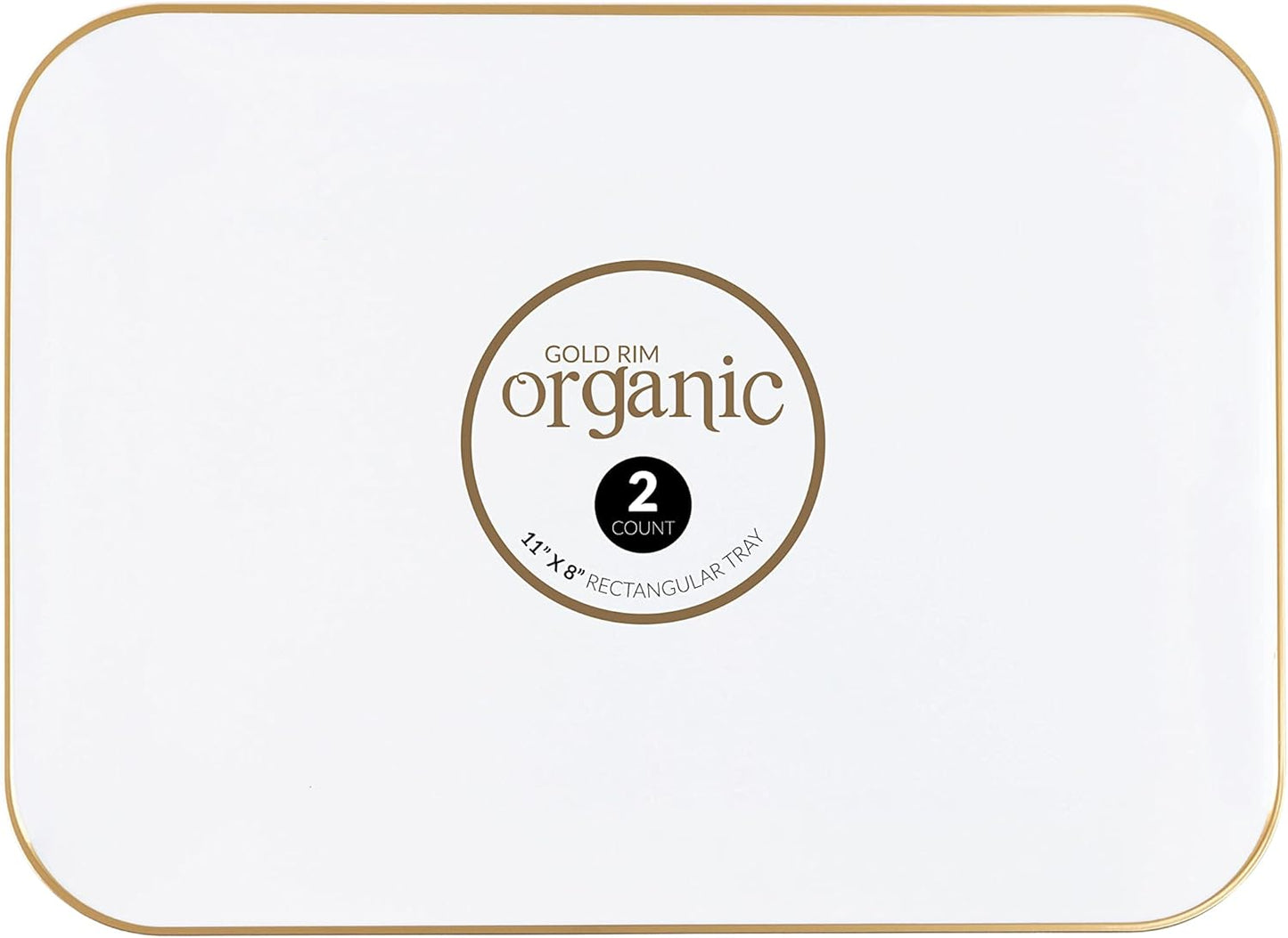 Plasticpro Plastic Serving Trays - Round Serving Platters with Gold Rim 14X14 Disposable Party DishPack of 2