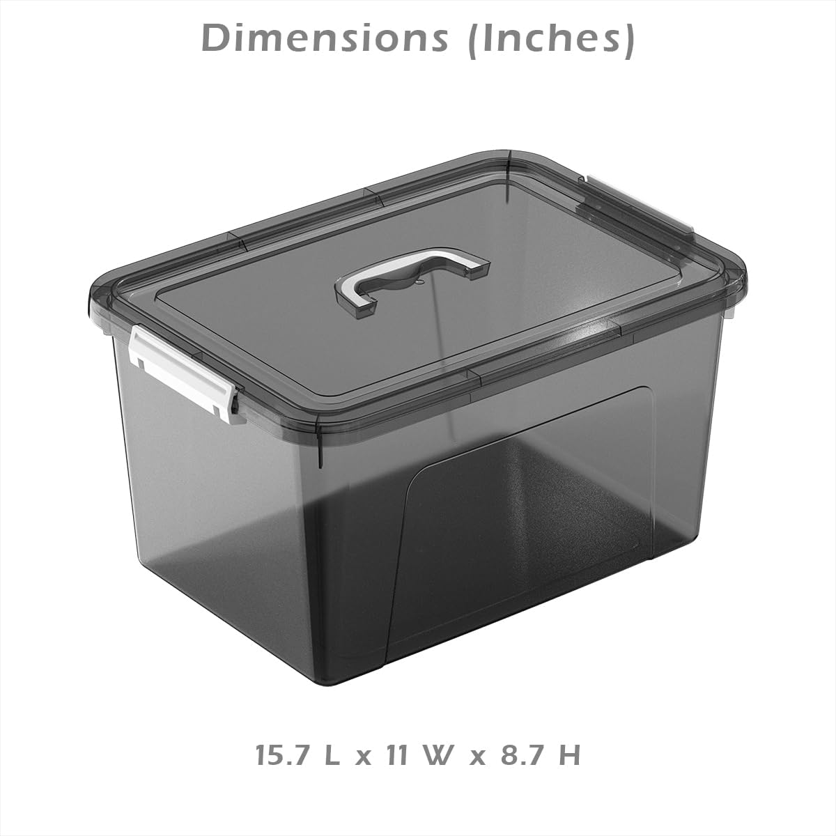 6 Quart Stackable Plastic Storage Bins with Lids, 6 Pack Clear Black Small Organizer Boxes with Latches for Bathroom, Pantry, Office Desk and Small Item Storage