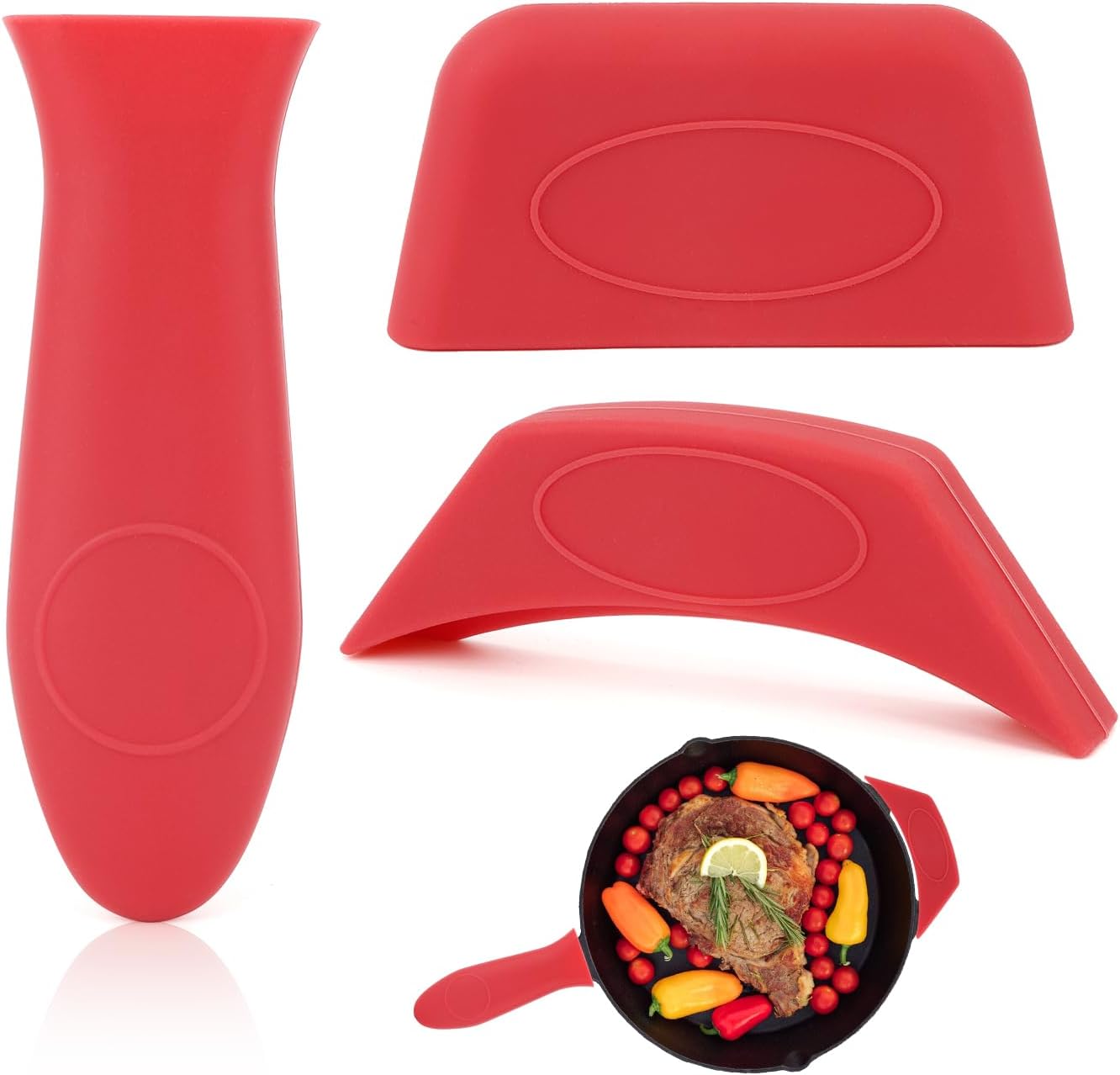Cast Iron Handle Cover Silicone Pot Holders 2PCS Cast Iron Skillet Handles Cover Heat Resistant Silicone Hot Handle Holder Cast Irons Handless Sleeve for Frying Pan Cast Irons Skillet Griddle Cookware