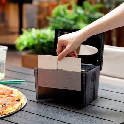 Restaurantware Bar Lux 7.9 Inch x 5.5 Inch Napkin Holder 1 3-Compartment Condiment Caddy - Rectangle Tabletop Black Plastic Napkin Caddy Refillable Easy Access