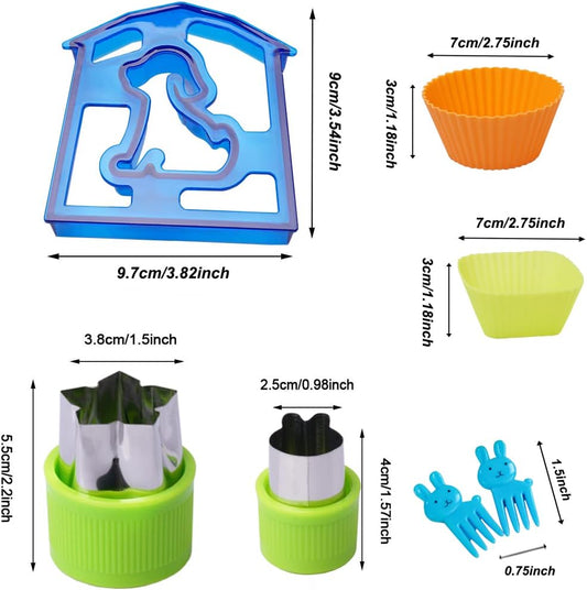 Sandwich Bread Cutter for Kids,Vegetable Fruit Shape DIY Cookie Cutter Set for Boys and Girls Lunch Bento Box