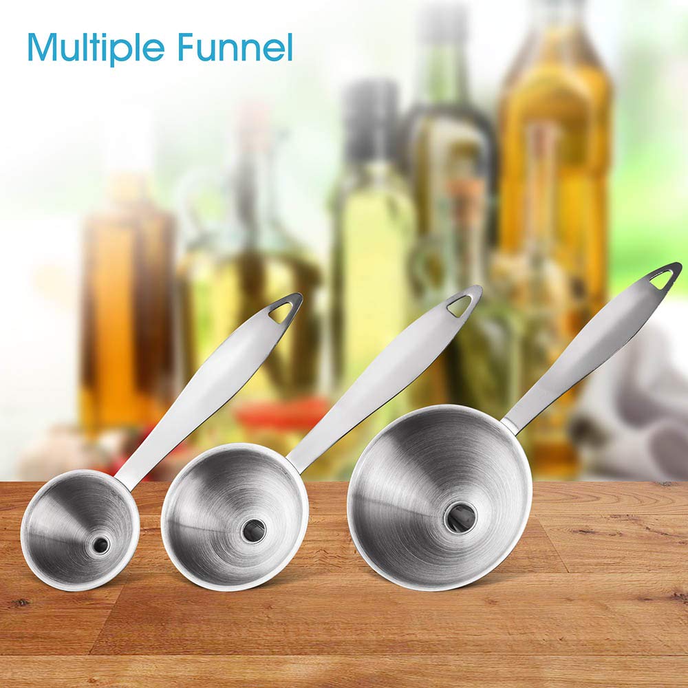 2pcs Canning Funnels for Filling Mason Jars with Strainer, Food Grade Stainless Steel Funnels for Kitchen Use, Metal Wide Mouth Funnel for Mason Jar