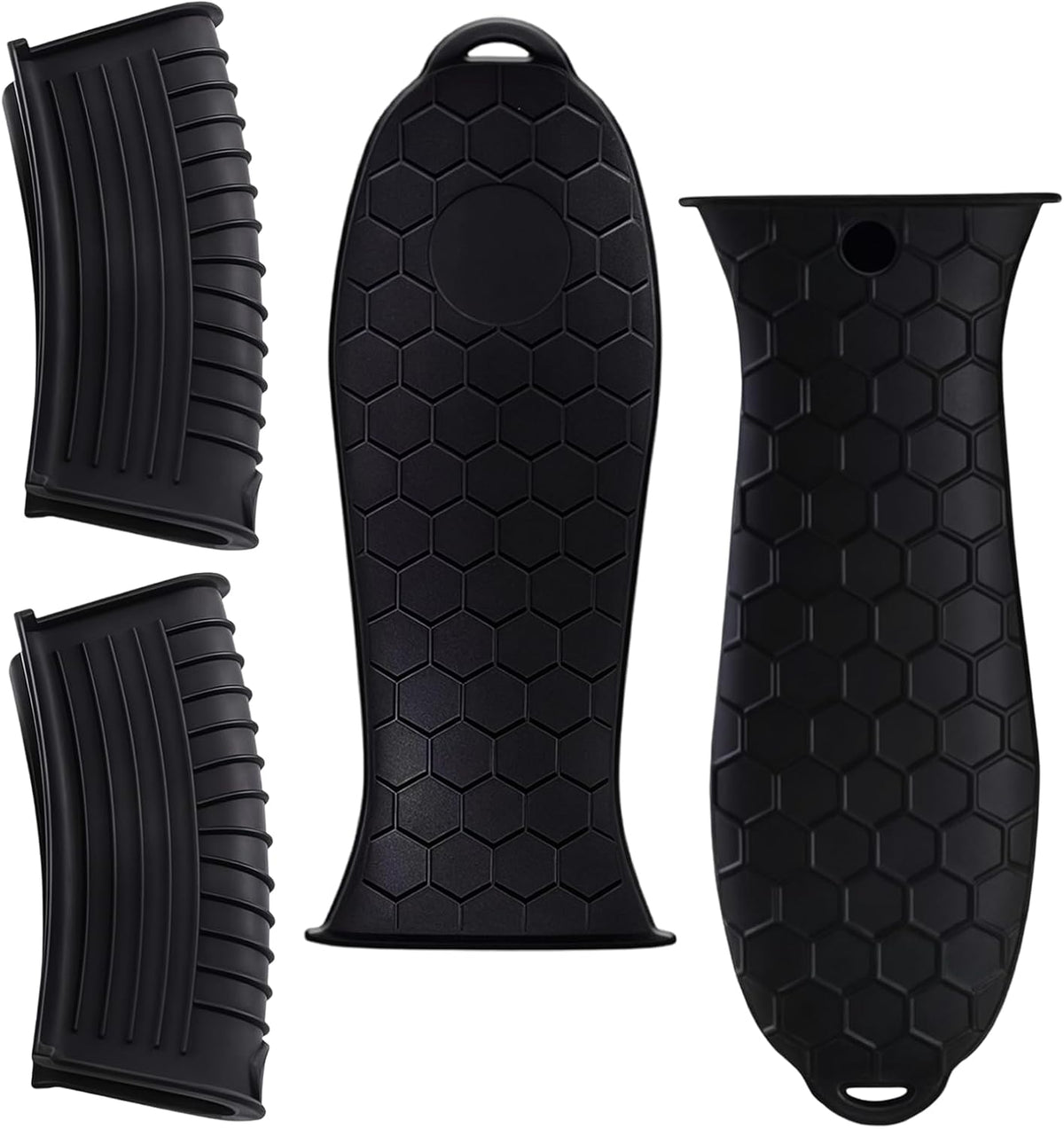 4 Pack Cast Iron Handle Cover, Heat Resistant Silicone Pot Handle Covers Sleeve, Non-Slip Pot Holders for Cast Iron Skillets, Metal Pans & Cookware (Black)