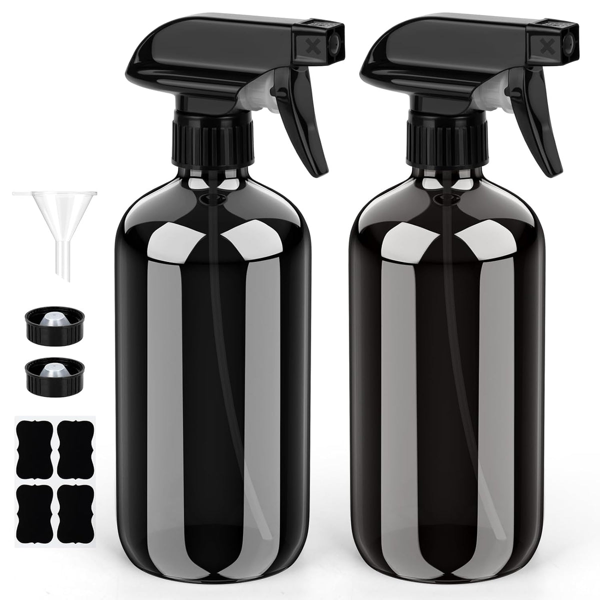 Bontip Glass Spray Bottle 16 oz for Cleaning, Plants (2 Pack, Amber)