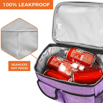 opux Insulated Lunch Bag for Men Women, Leakproof Black Lunch Box for Work, Portable Soft Lunch Cooler Bag with Shoulder Strap, Adult Lunchbox Lunch Pail for Kid Boy Girl School, 14 Can/8L