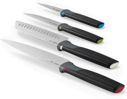 Joseph Joseph Folio Icon 8-Piece Multi Colour coded Cutting Board Set with Japanese Stainless Steel Knives, Slimline case for organized Kitchen storage, Silver