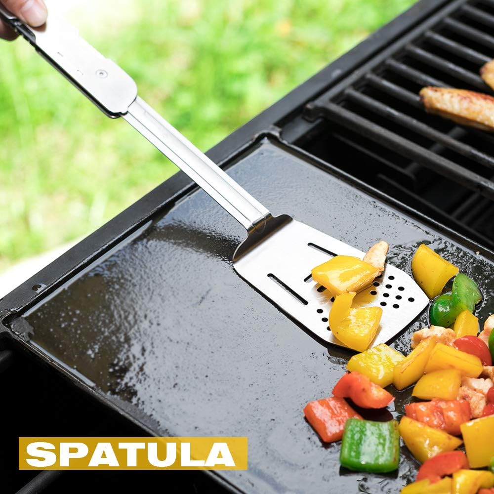 ROXON 6-in-1 Folding Grill Utensils Set, 14" BBQ Tools for Camping S601