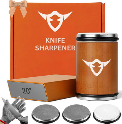 Rolling Knife Sharpener Kit with Diamond & Ceramic Disc (Stainless Steel)