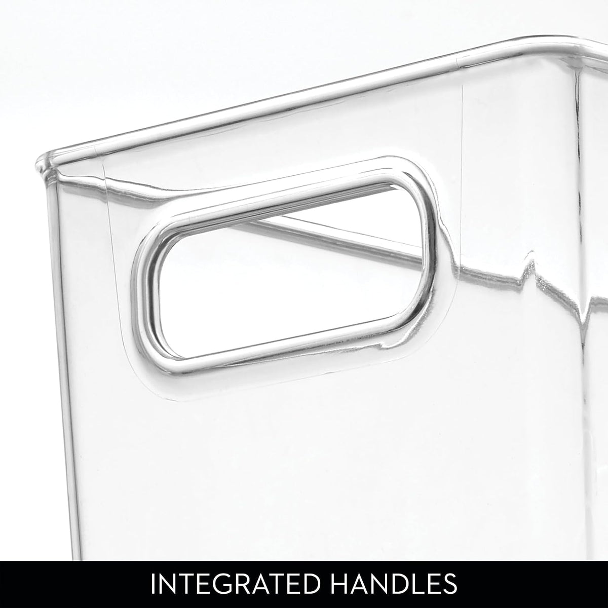 iDesign Pantry Bin with Handles, Clear | Storage for Cabinets, Fridge, or Freezer, Made in USA