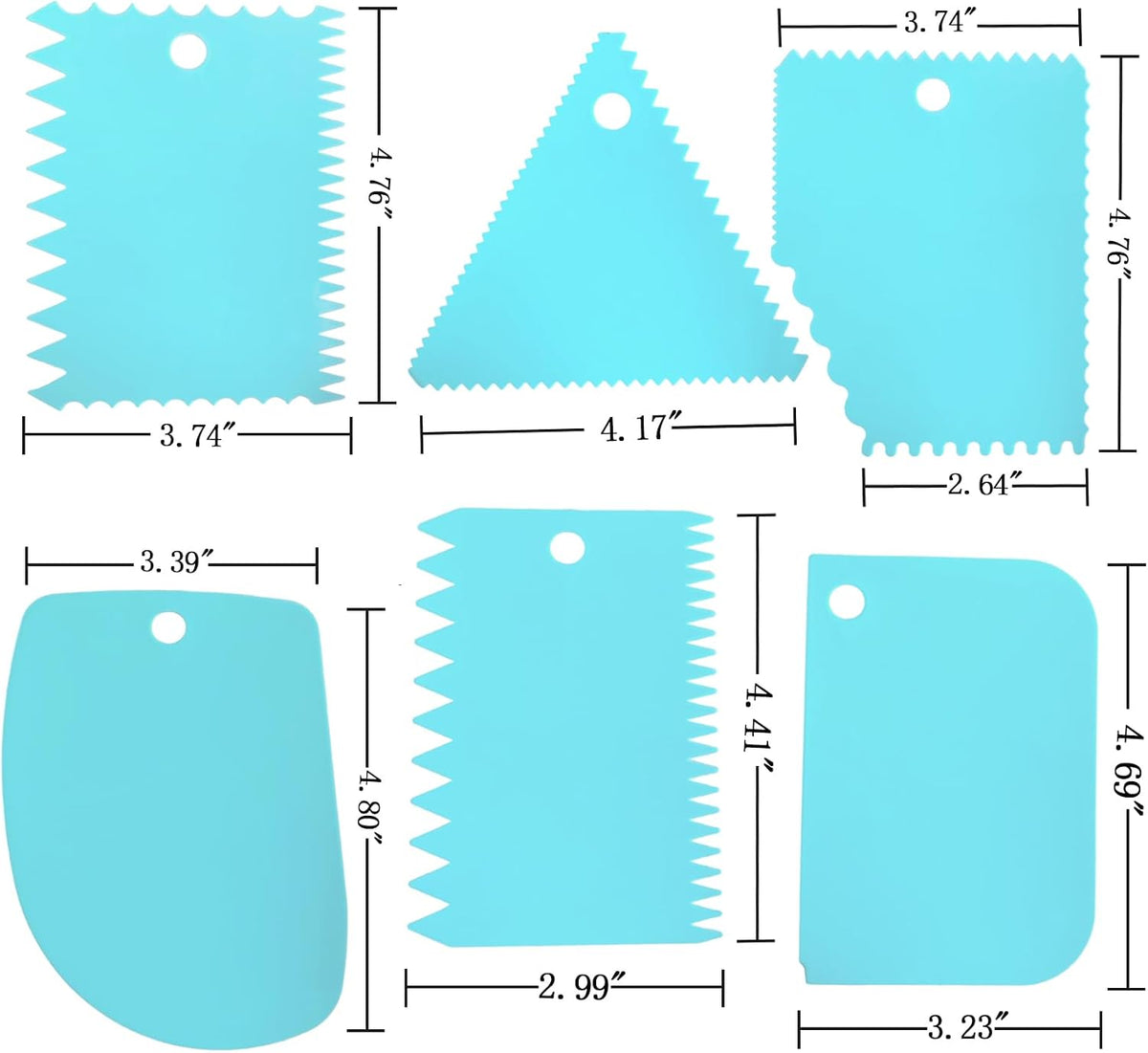 6pcs Cake Scraper Decorating Comb and Icing Smoother Reusable Bread Cream Pizza Cutter-Purple