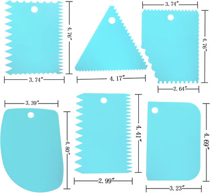 6pcs Cake Scraper Decorating Comb and Icing Smoother Reusable Bread Cream Pizza Cutter-Purple