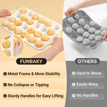 Silicone Muffin Pans for Baking, Metal Reinforced Frame 12 Cups Regular Size Silicone Cupcake Pan Nonstick Muffin Tin for Baking Muffin, Cupcake, Frittatas,BPA Free, Silicone Molds Dishwasher Safe