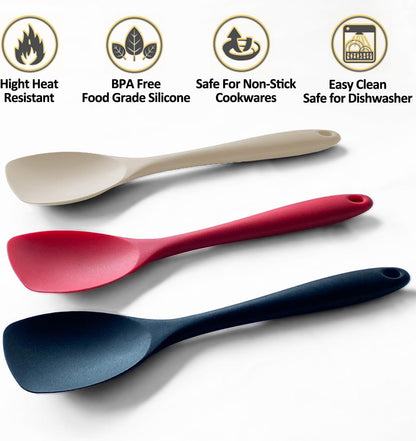 Upgrade Silicone Spatula Spoon Set,VOVOLY Heat Resistant Rubber Spoonula, Seamless Non-Stick Flexible Scrapers for Baking Mixing Tool,3 Pack,