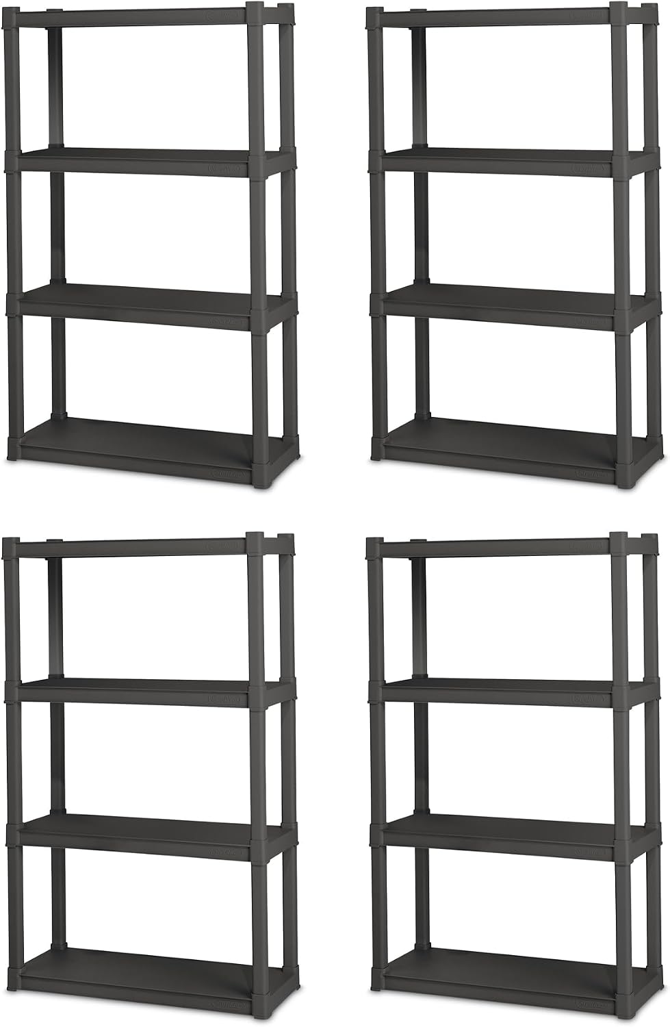 Sterilite 18-Pack Plastic Storage Bins w/ Lids, Shelf Totes Clear Containers, 25 Qt, Gray