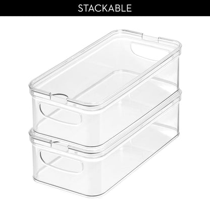iDesign Stackable Fridge Organizer Bins with Lids for Fresh Produce - Set of 6 - Clear