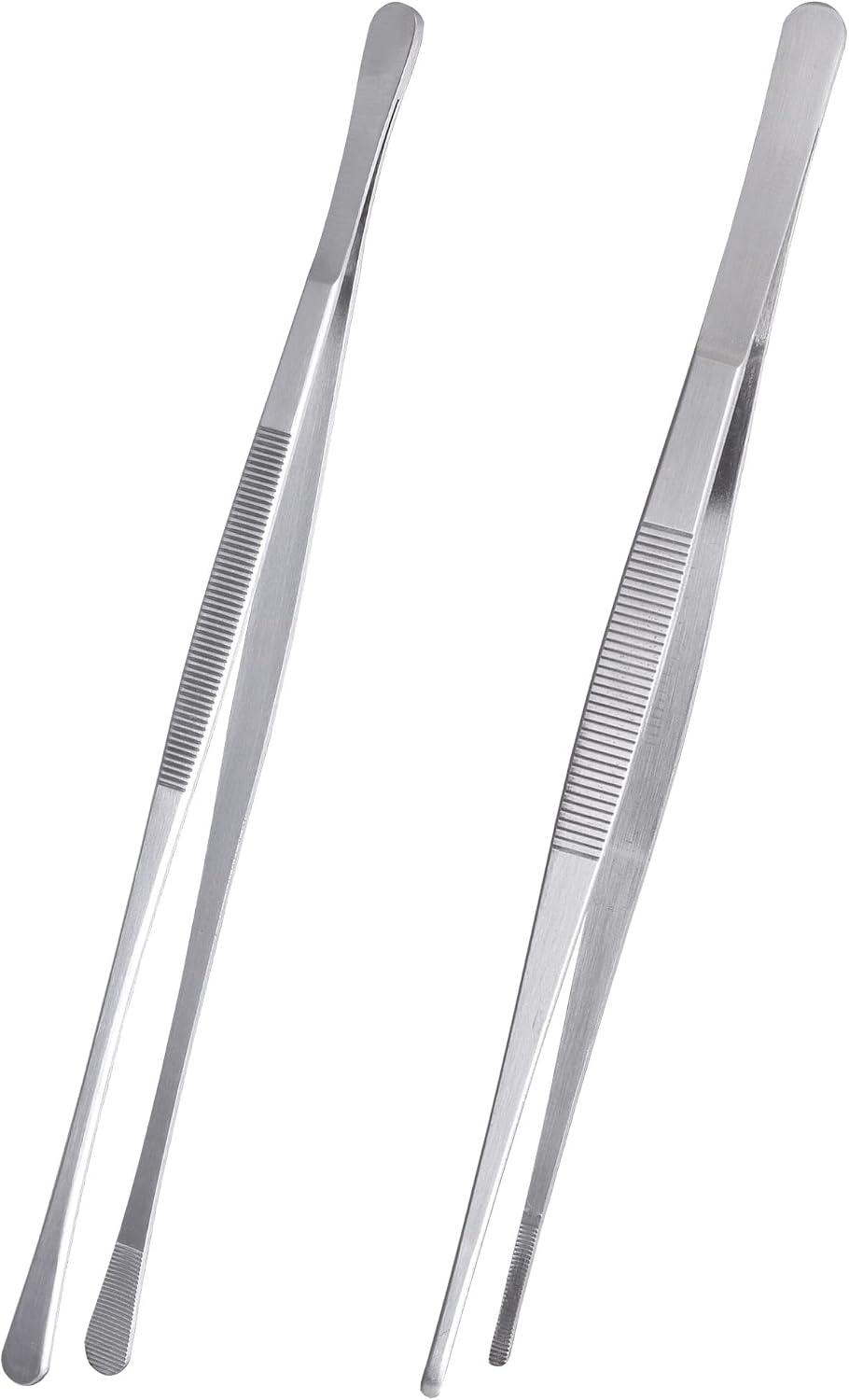 Tweezer Tongs, 12-Inches Stainless Steel Food Cooking Tongs for Kitchen Cooking BBQ Grilling Meat,Set of 2 (Cooking Tweezer 12inch 2p)