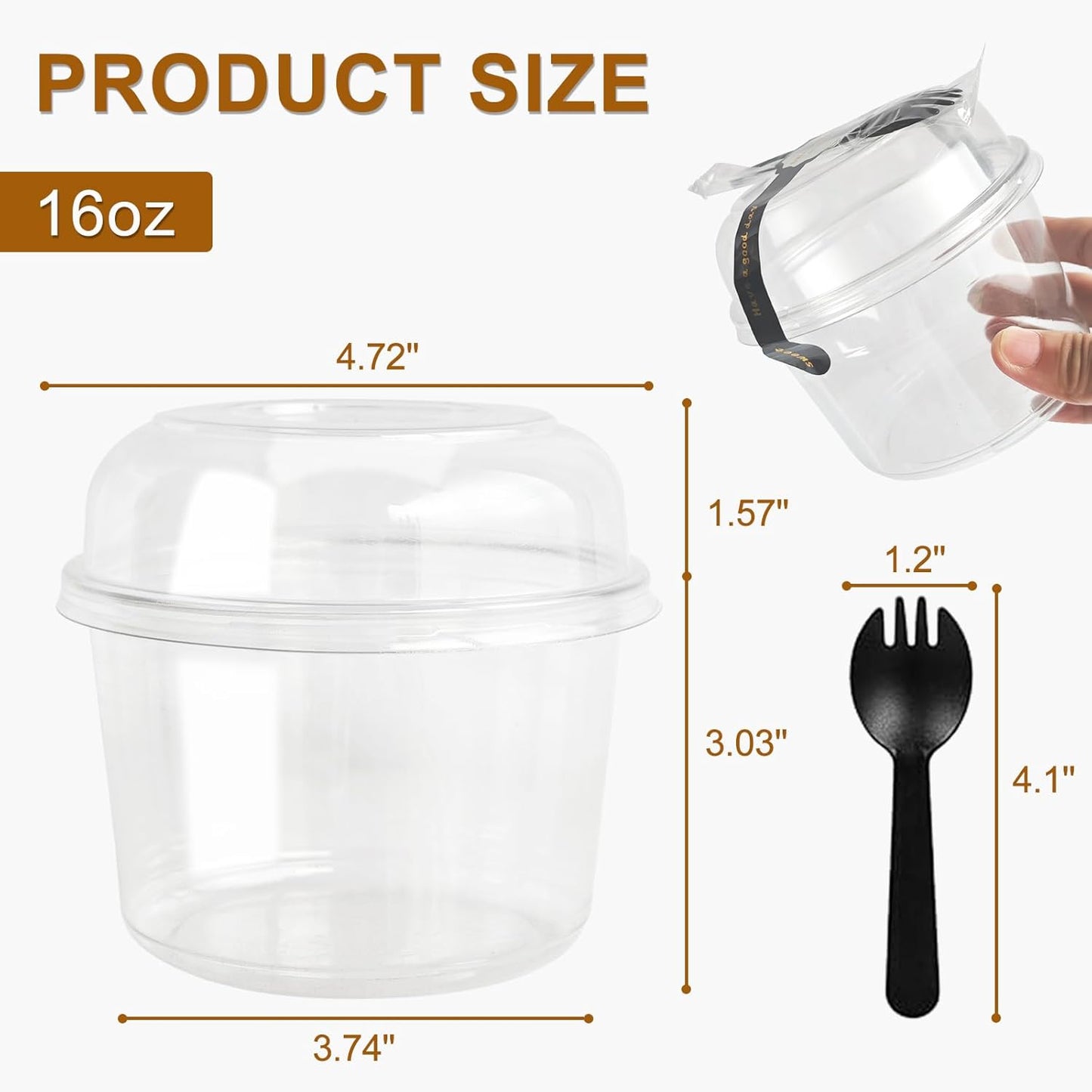 Disposable Food Containers With Lids And Spoons 50 Pack 12 oz Mini Parfait Dessert Cups Take Out Meal Prep Salad Bowls For Lunch, Plastic Ice Cream Bowls Pet, Acai Bowl, To-Go Party Containers(12oz)
