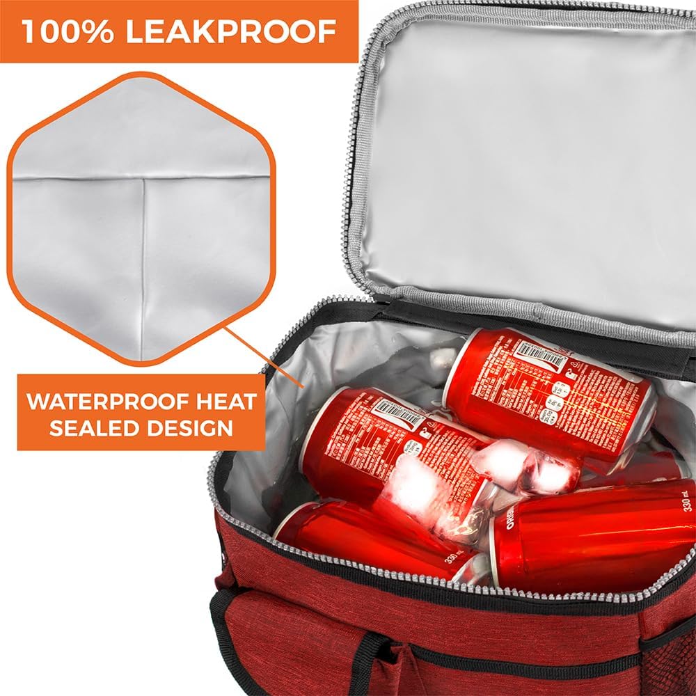 opux Insulated Lunch Bag for Men Women, Leakproof Black Lunch Box for Work, Portable Soft Lunch Cooler Bag with Shoulder Strap, Adult Lunchbox Lunch Pail for Kid Boy Girl School, 14 Can/8L