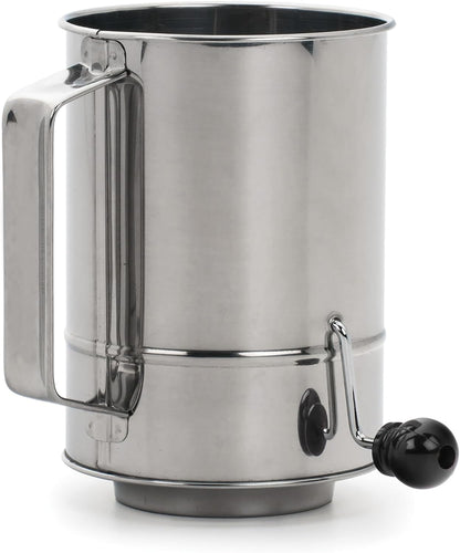 RSVP International Endurance® Stainless Steel Vintage One-Hand Sifter, 1 Cup | Top Cakes, Sift Flour, Marinade BBQ & More | Dishwasher Safe | Powder Sugar, Sift Flour, Spread Toppings & More