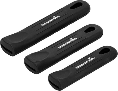 Restaurantware Silicone Pan Handle Cover Set 1-Count Heat-Resistant Removable Pan Handle Grips, Ergonomic Non-Slip Green Handle Protectors for Fry Pans and Sauce Pans