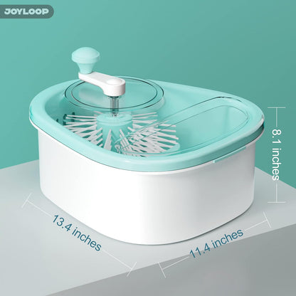 JOYMOOP Fruit Washer and Spinner with Brush, Large Cleaning Bowl for Fruits, Vegetables and Salad, Produce Scrubber