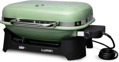 Weber Lumin Compact Outdoor Electric Barbecue Grill, Light Green - Great Small Spaces such as Patios, Balconies, and Decks, Portable and Convenient