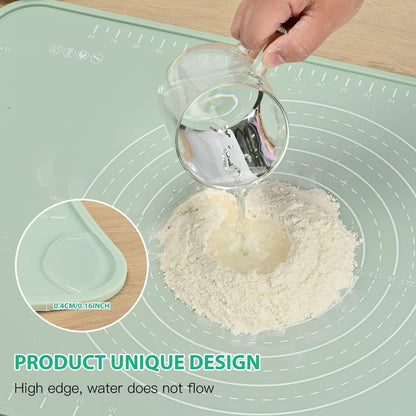 Silicone Pastry Mat 20"*16" Extra Thick Non Stick Baking Mat Food Grade Silicone Dough Rolling Bake Mat with Edge Heightening Blue