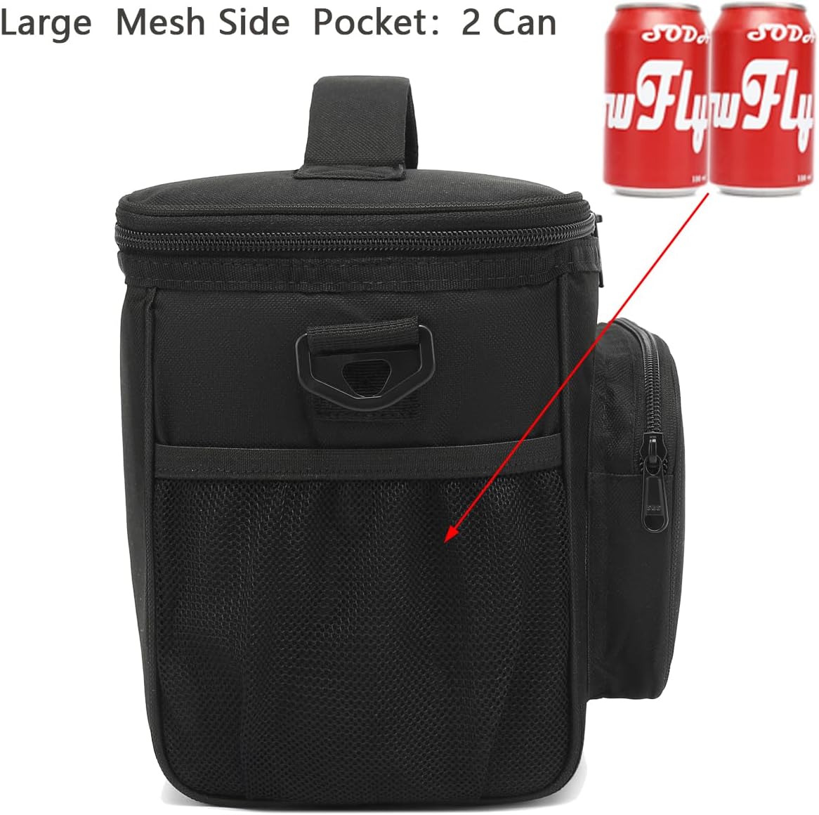 FlowFly Insulated Reusable Lunch Bag Adult Large Lunch Box for Women and Men with Adjustable Shoulder Strap,Front Zipper Pocket and Dual Large Mesh Side Pockets,Cherry - Colors A