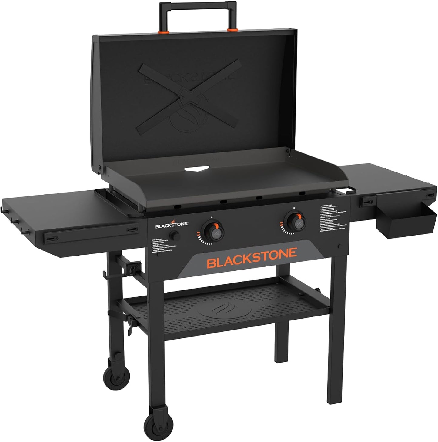 Blackstone Omnivore Outdoor Flat Top Gas Griddle w/Hard Cover, 28” - for Breakfast, BBQ & Grilling w/Steel Cooking Surface, Folding Side Shelves, Rear Grease System & Push-Button Ignition