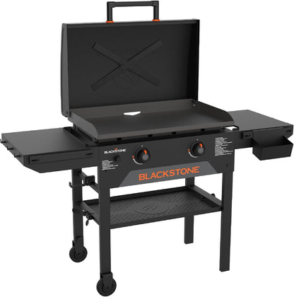 Blackstone Omnivore Outdoor Flat Top Gas Griddle w/Hard Cover, 28” - for Breakfast, BBQ & Grilling w/Steel Cooking Surface, Folding Side Shelves, Rear Grease System & Push-Button Ignition