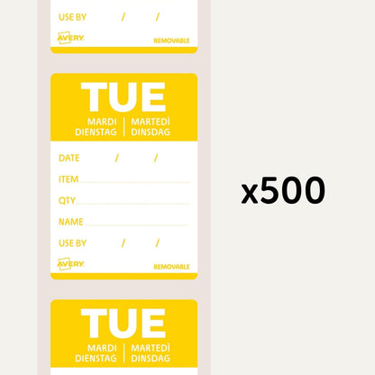 Avery Removable, Hand Writable, Detailed Food Day Labels, Strong Adhesive, 40 x 56 mm, Sunday, Black, 500 Labels, Preprinted Design (DLDSUNREV-500)