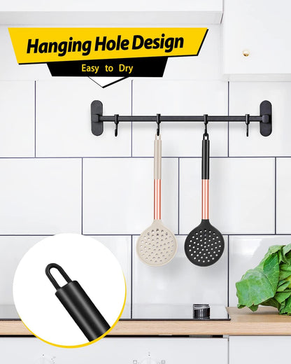 BUNDLEPRO Silicone Kitchen Ladle Strainer, 2 Pack, Black-Red