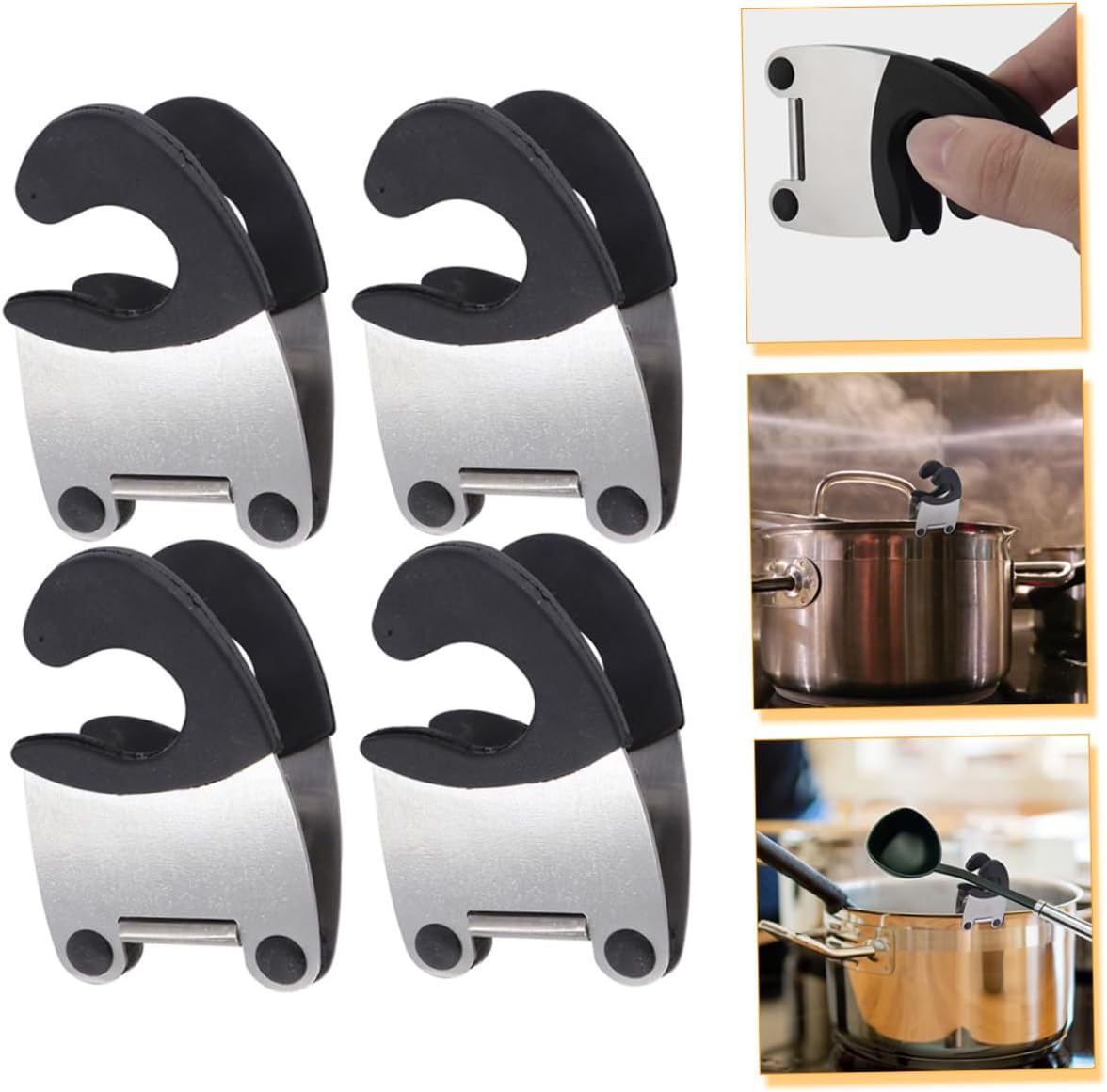 4pcs Stainless Steel Spoon Holder Clip for Pot Cooking