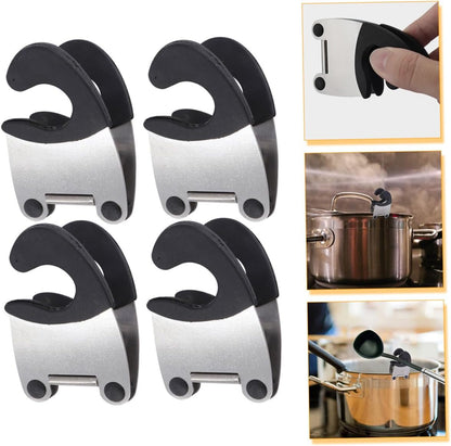 4pcs Stainless Steel Spoon Holder Clip for Pot Cooking