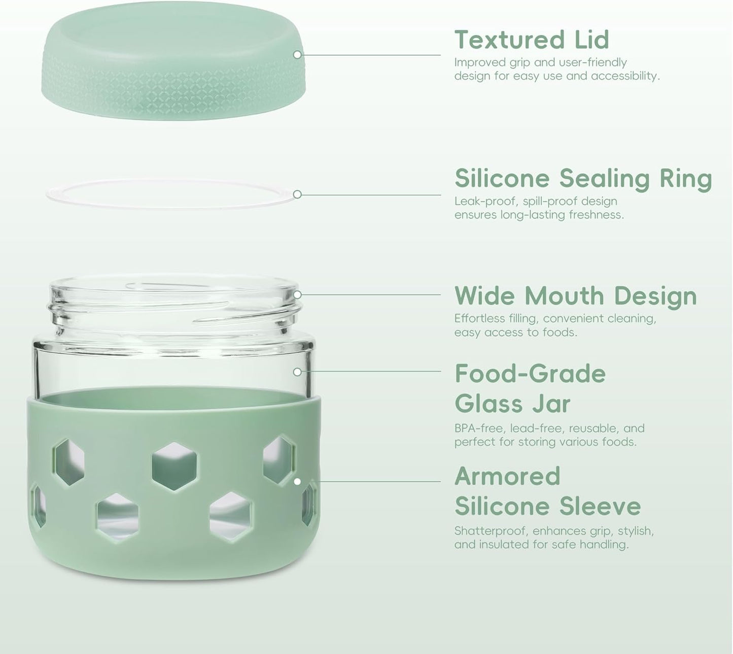 Gemice 6-Pack 10oz Glass Mason Jars with Silicone Sleeves, Airtight BPA-Free Overnight Oats Containers with Lids, Dishwasher Safe Leak-Proof Meal Prep Jars for Chia Pudding, Yogurt, Snacks