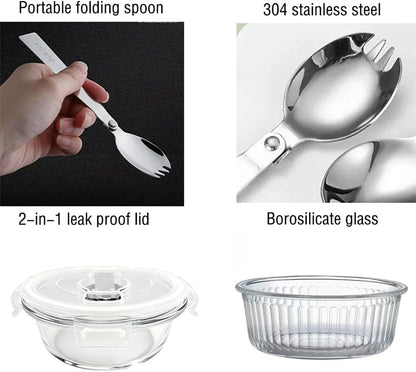 H.JSS WDJS 3Cup Round Glass Food Storage Containers with Airtight lids, 23oz Glass Meal Prep Containers, Heat-Resistant BPA-Free for Soup Leftover, Microwave, Dishwasher and Fridge Safe (white-4Pack)