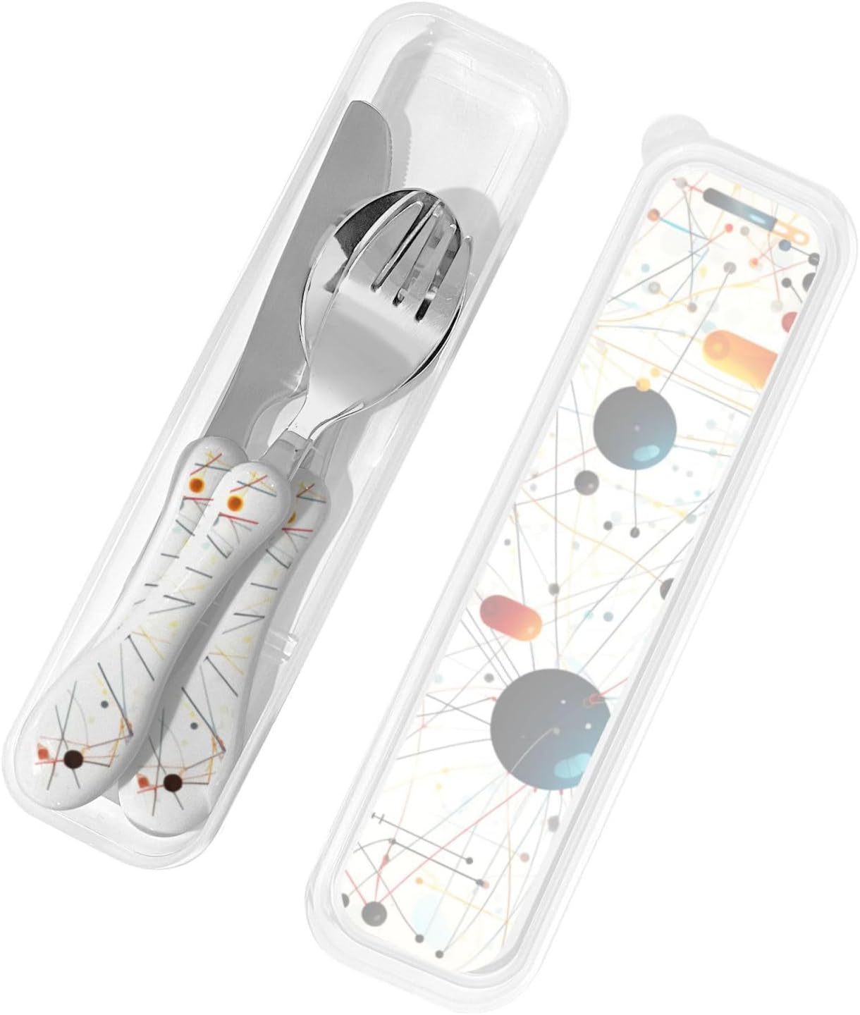 3-Piece Kids Silverware Set With Storage Case, Stainless Steel Reusable Children Safe Knife Spoon Fork Set Leaves Floral On Rustic Wood Children Flatware Set For Kids Lunch Box